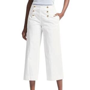 Banana Republic Blake Wide Leg-Fit Cropped Sailor Pant Gold Buttons 8
